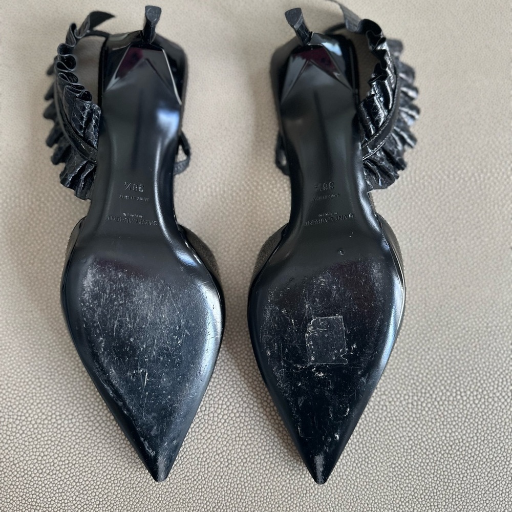 Saint Laurent Edie Patent Leather and Snakeskin Pump - Picture 10 of 11
